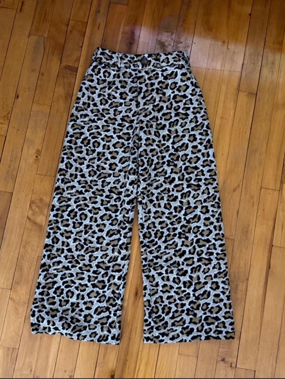 Maeve Beige Black White Leopard Print Pants